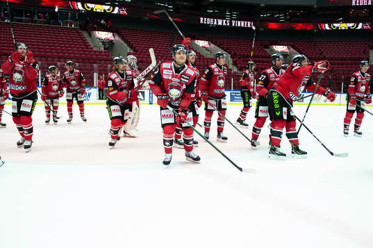Malmö Redhawks spelare jublar