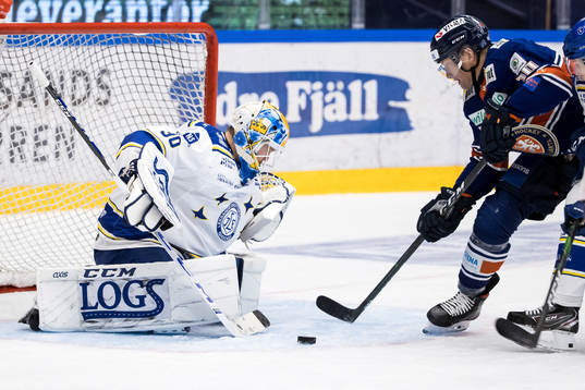 Leksands målvakt Janne Juvonen och Växjös Richard Gynge