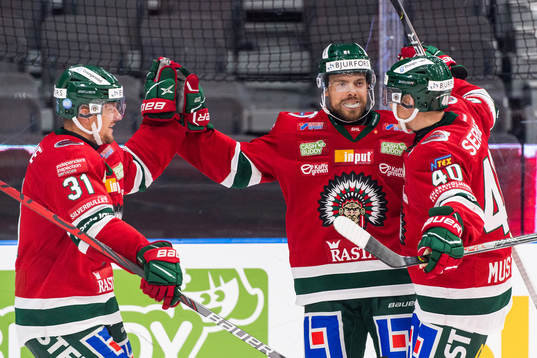 Frölundas Nicklas Lasu, Mats Rosseli Olsen och Joel