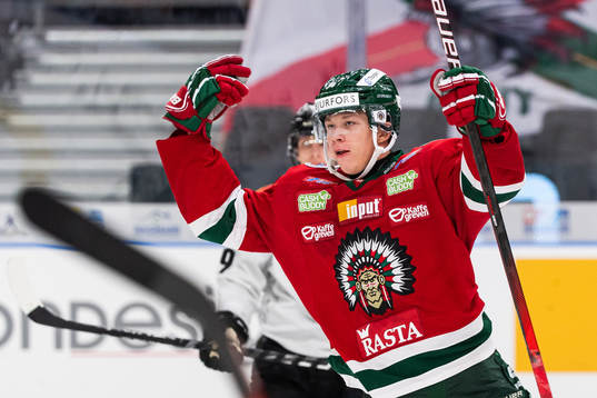 Frölundas Lucas Raymond jublar