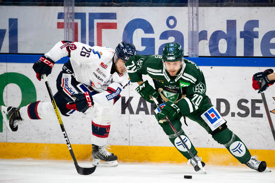 Linköpings Hampus Larsson och Färjestads Jacob Nilsson
