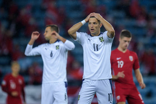 Darko Lazovic of Serbia looks dejected