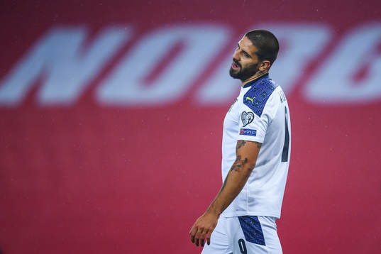 Aleksandar Mitrovic of Serbia looks dejected
