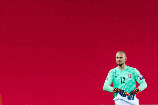 Goalkeeper Predrag Rajkovic of Serbia