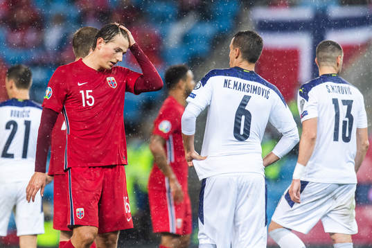 Sander Berge of Norway looks dejected