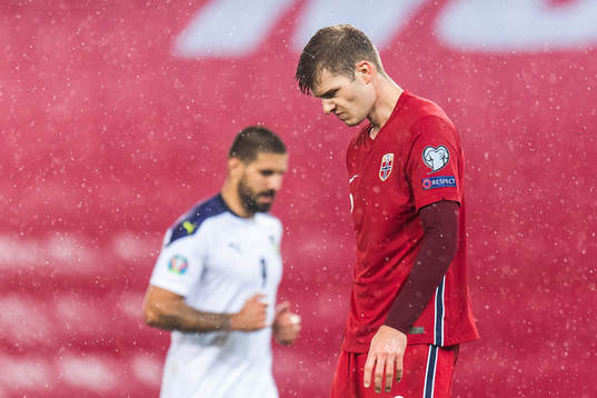 Alexander Sørloth of Norway looks dejected