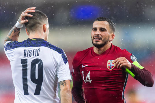 Mihailo Ristic of Serbia and Omar Elabdellaoui of Norway