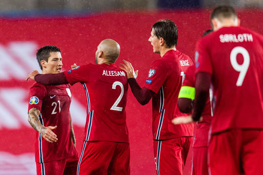 Mathias Normann and Haitam Aleesami of Norway celebrate