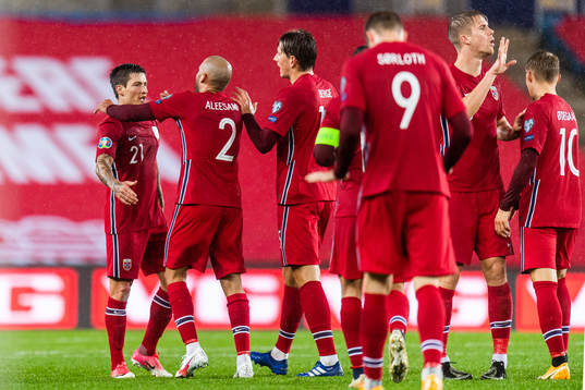 Mathias Normann and Haitam Aleesami of Norway celebrate