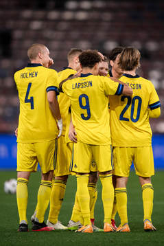 Mattias Johansson of Sweden celebrates the 0-2 goal