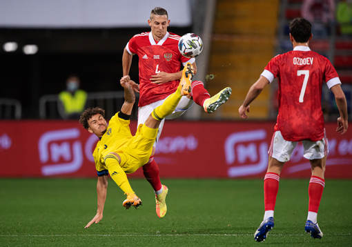 Jordan Larsson of Sweden in action against Ilya Kutepov of