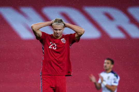 Erling Braut Haaland of Norway looks dejected