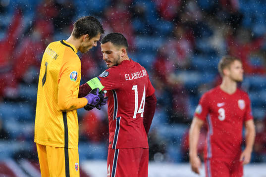 Goalkeeper Rune Almenning Jarstein and Omar Elabdellaoui of