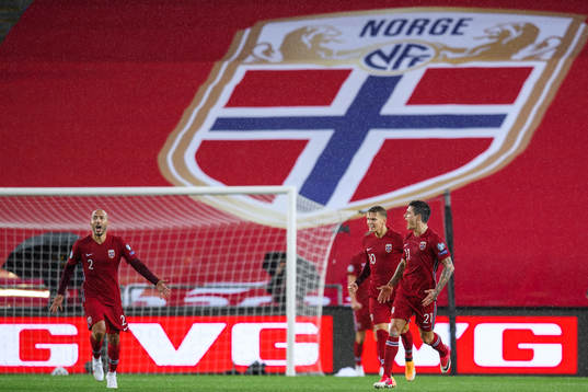 Mathias Normann of Norway celebrates the 1-1 goal