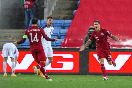 Mathias Normann of Norway celebrates the 1-1 goal