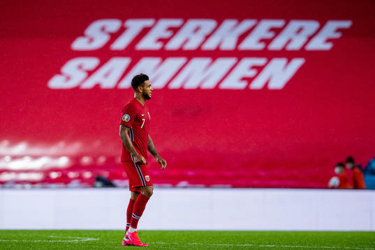 Joshua King of Norway looks dejected