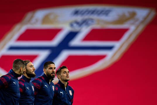 Nemanja Gudelj, Aleksandar Mitrovic and Dusan Tadic of