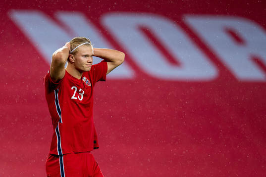 Erling Braut Haaland of Norway reacts
