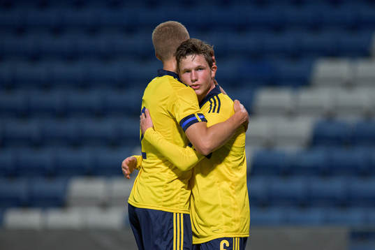 Felix Beijmo and Max Svensson of Sweden celebrate the 2-0