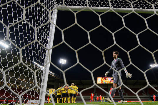 goalkeeper Tom Ottele of Luxembourg looks dejected