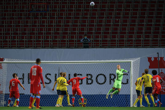 Goalkeeper Pontus Dahlberg of Sweden