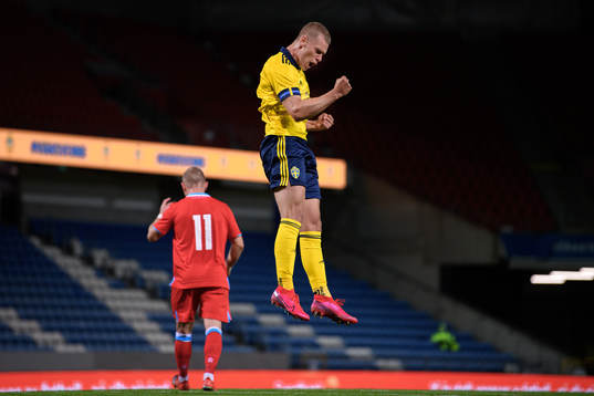 Felix Beijmo of Sweden celebrates the 4-0 goal