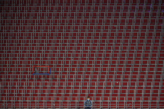 A steward in the stands