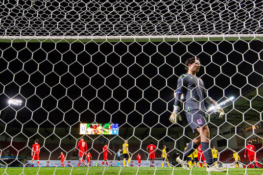 goalkeeper Tom Ottele of Luxembourg looks dejected