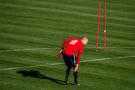 Goalkeeper André Hansen of the Norwegian national football