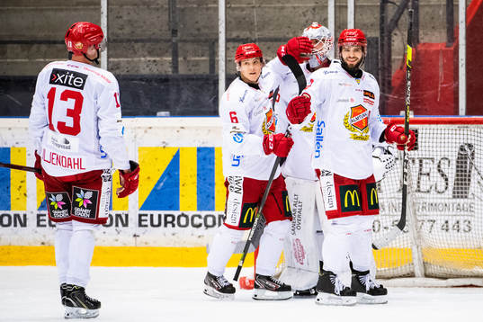 Almtunas Tobias Liljendahl och Filip Hasa jublar