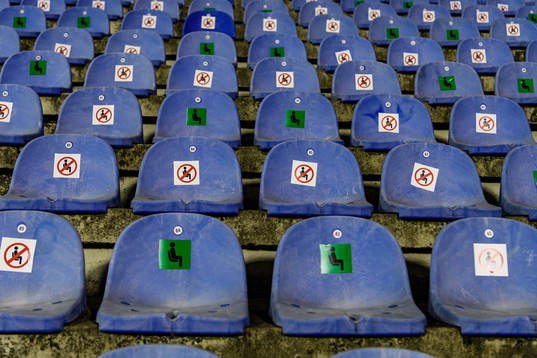 Blocked seats to make sure spectators keep their distance
