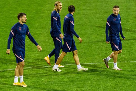 Bruno Petkovic and Antonio Colak of the Croatian national