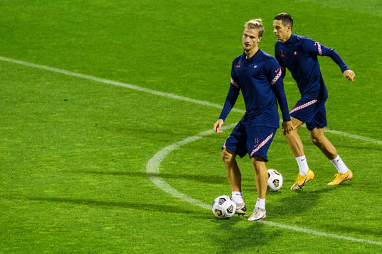Tin Jedvaj and Filip Uremovic of the Croatian national