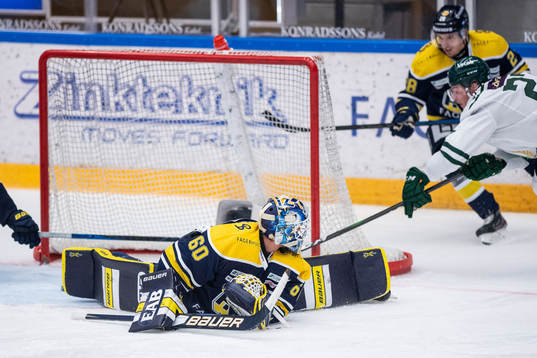 s målvakt Hugo Alnefelt och Färjestads Oskar Bäck