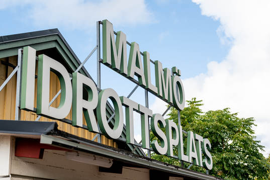 Skylt på entrén till Malmö Idrottsplats