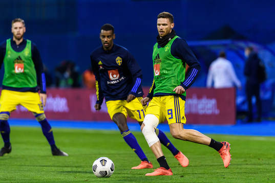 Alexander Isak and Marcus Berg of Sweden