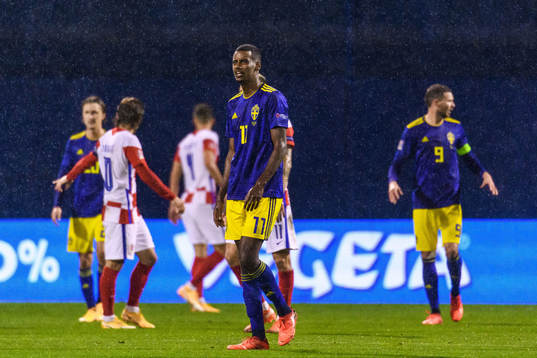 Alexander Isak of Sweden looks dejected