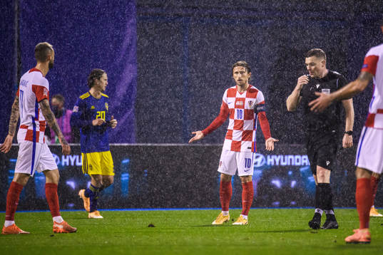 Luka Modric of Croatia reacts