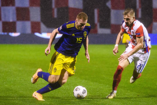 Dejan Kulusevski of Sweden and Dario Melnjak of Croatia