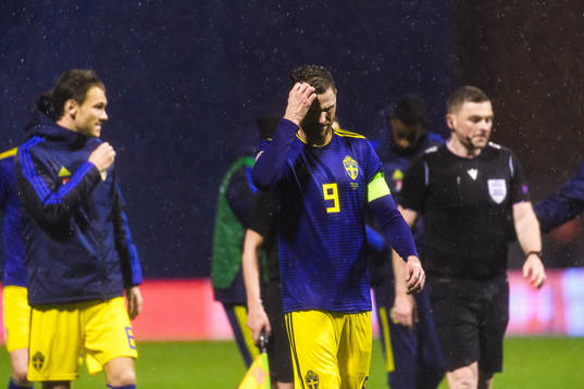 Marcus Berg of Sweden looks dejected