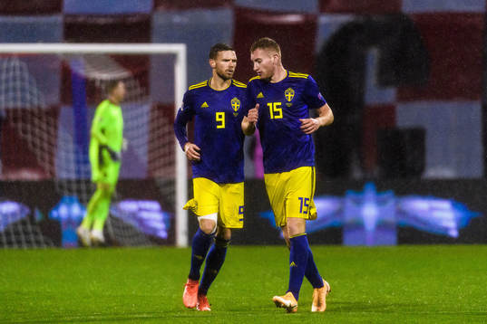 Marcus Berg and Dejan Kulusevski of Sweden