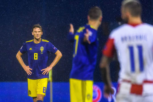 Albin Ekdal of Sweden looks dejected