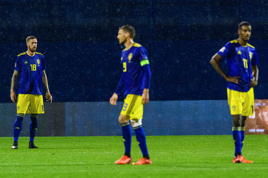 Pontus Jansson, Marcus Berg and Alexander Isak  of Sweden