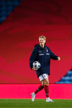 Erling Braut Haaland of Norway with the matchball