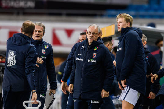 Lars Lagerbäck, head coach of Norway, and Erling Braut