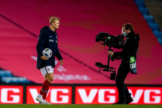 Erling Braut Haaland of Norway with the matchball