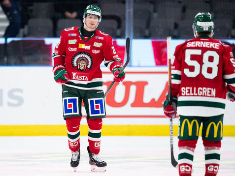 Frölundas Johan Sundström jublar med Jesper Sellgren