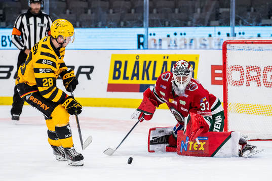 Skellefteås Jesper Frödén och Frölundas målvakt Johan