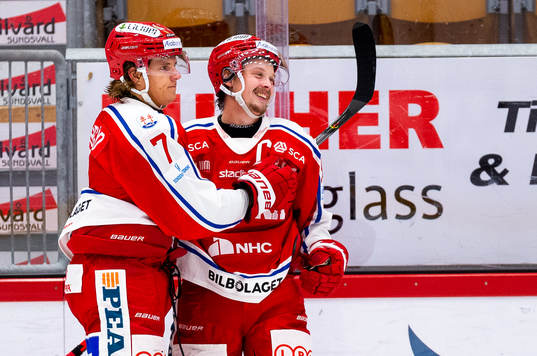 Timrås Jonathan Dahlén och Marcus Hardegård jublar