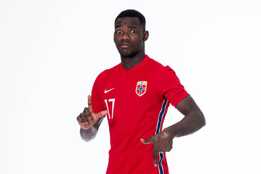 Joshua Kitolano of the Norwegian national under-21 football